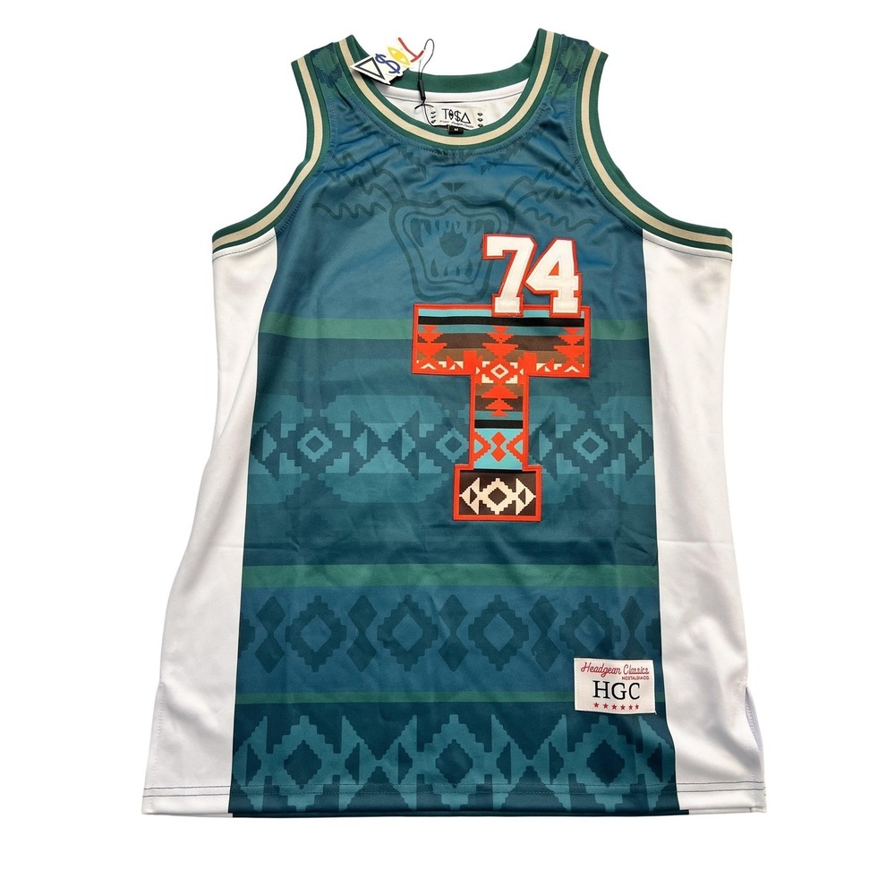 Headgear Classics TOSA Jersey Mens Medium Teal‎ Green White 74 Aztec Basketball